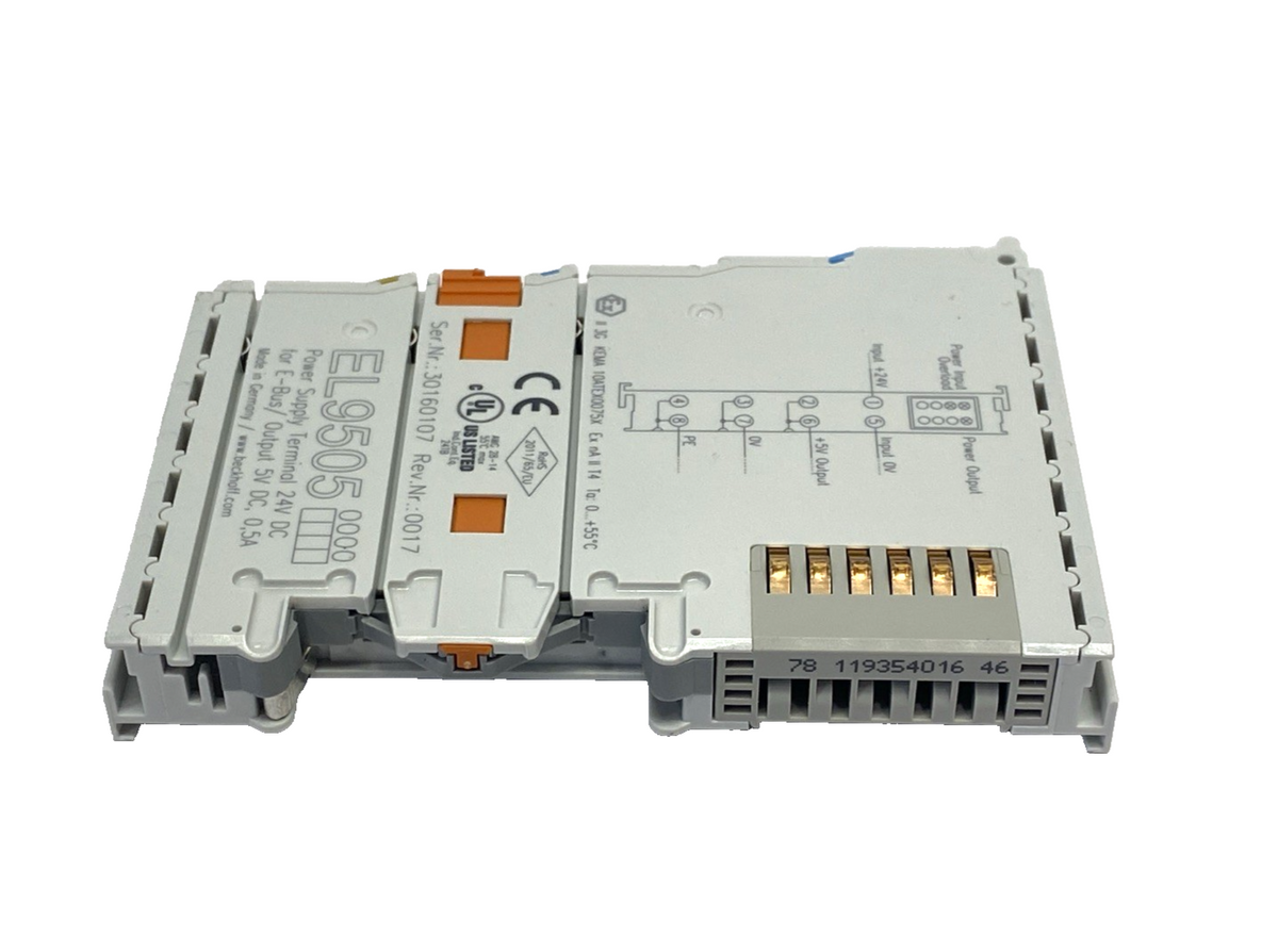 Beckhoff EL9505 EtherCAT Terminal, Power Supply, 5VDC 0.5A - Maverick Industrial Sales