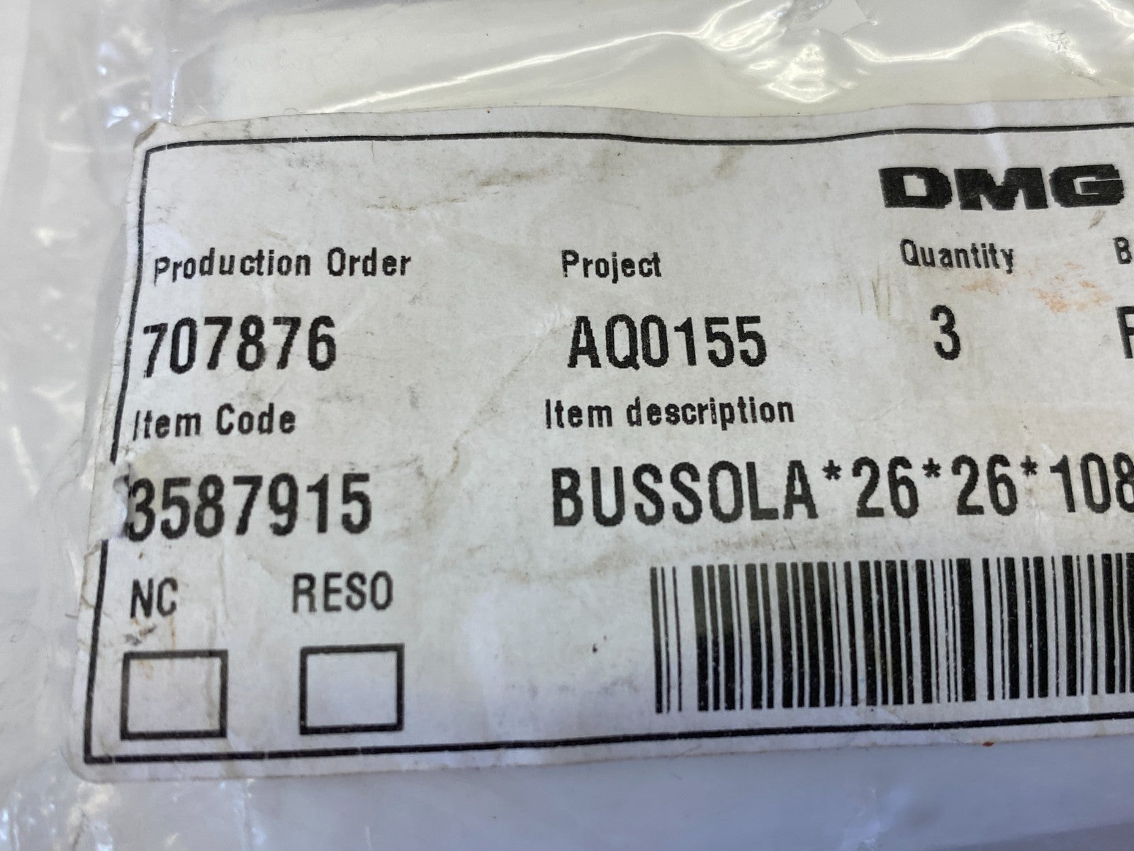 3587915 | DMG Mori Plastic Tube 26x26x108.5 PKG OF 3 - New - Maverick Industrial Sales