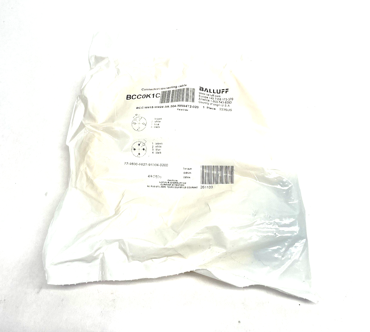 BCC0K1C | Balluff High Performance Welding Cable BCC W415-W424-3A-304-NW44T2-020 - New - Maverick Industrial Sales