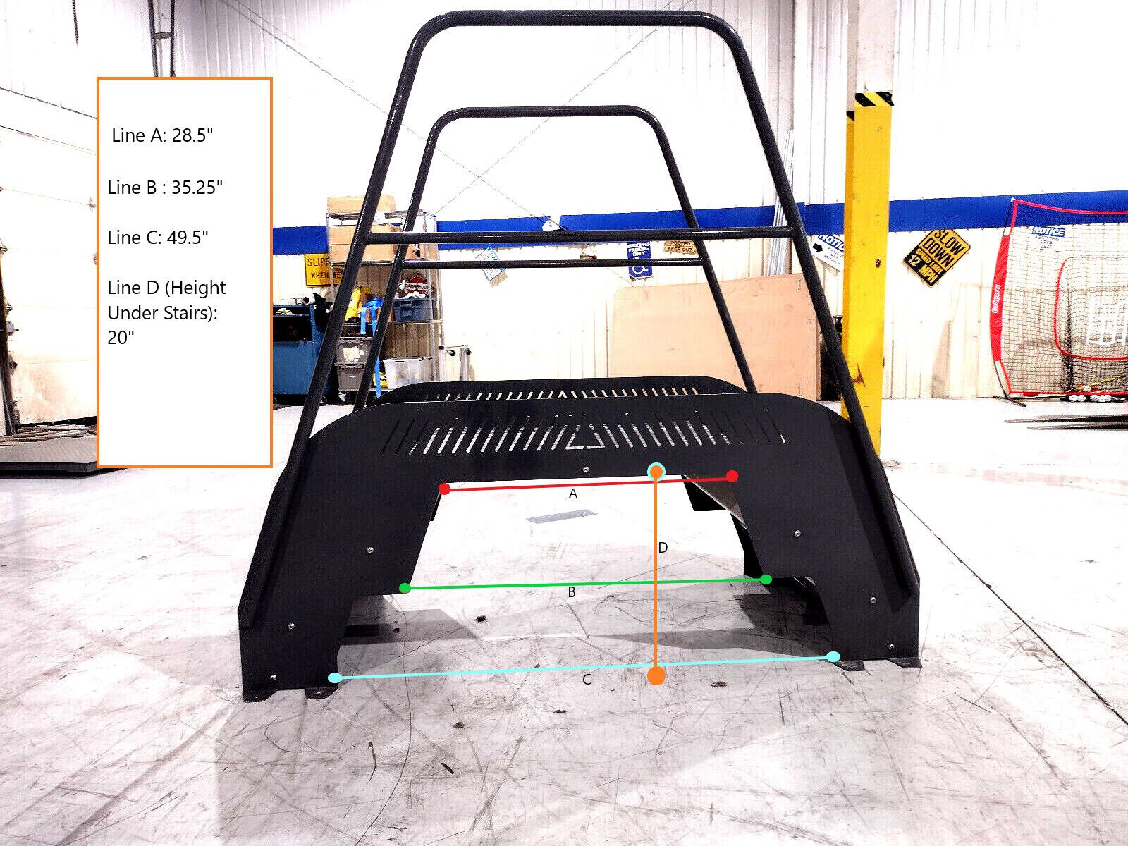 Industrial Steel Crossover Catwalk 68"L x 38"W x 63.5"H Diamond Plate Stairs - Maverick Industrial Sales