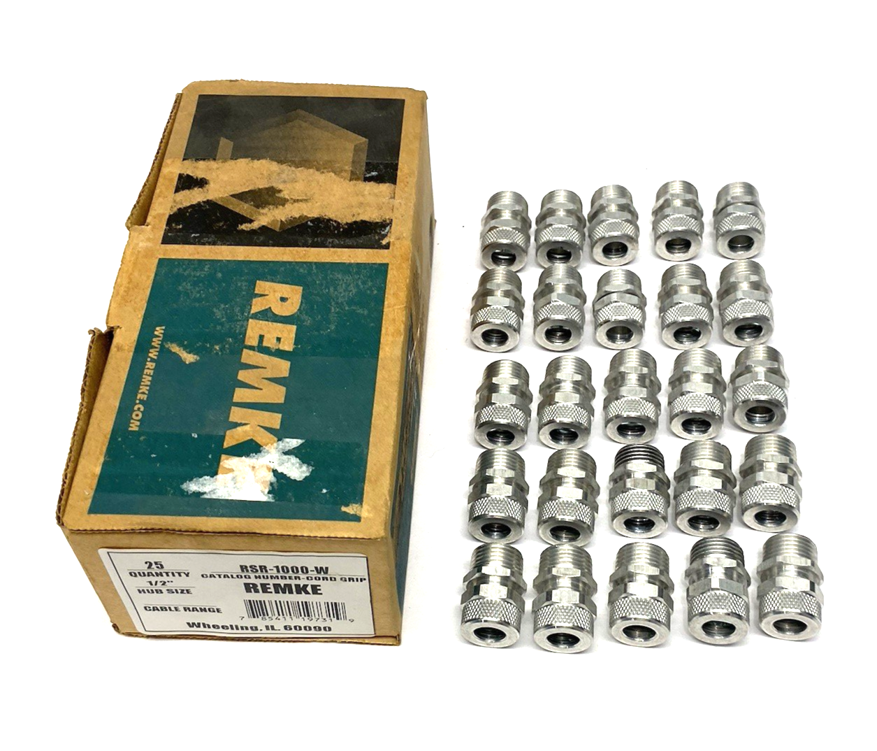 Remke RSR-1000-W Tuff-Seal Cord Grip Connector 1/2" NPT Aluminum BOX OF 25 - Maverick Industrial Sales
