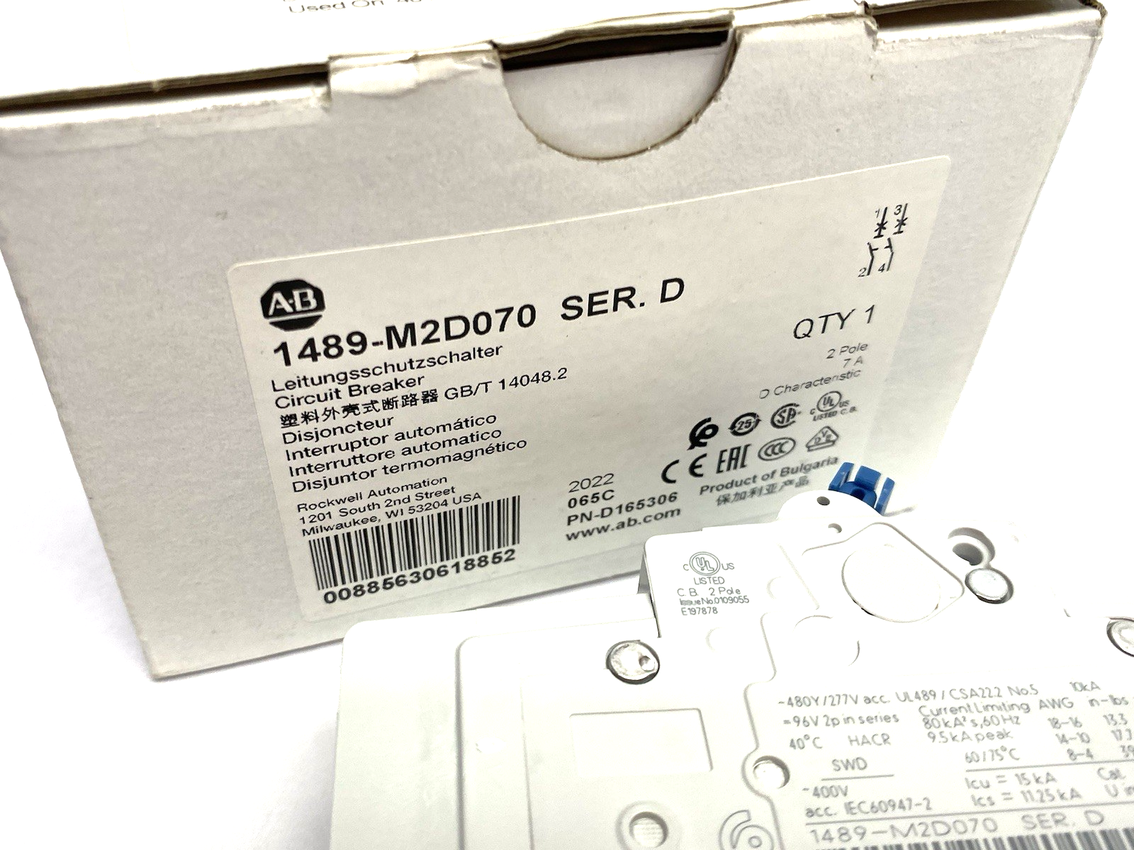 1489-M2D070 | Allen Bradley Ser. D Circuit Breaker 2-Pole 7A - New Other - Maverick Industrial Sales