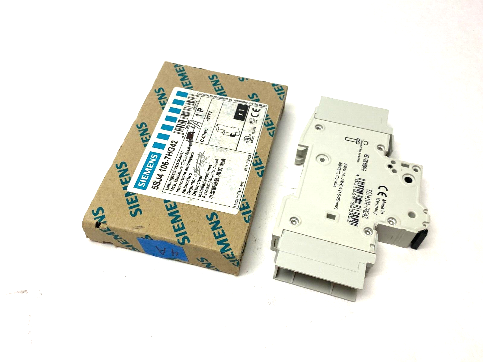 Siemens 5SJ4 106-7HG42 Miniature Circuit Breaker 4A 1-Pole 277V - Maverick Industrial Sales