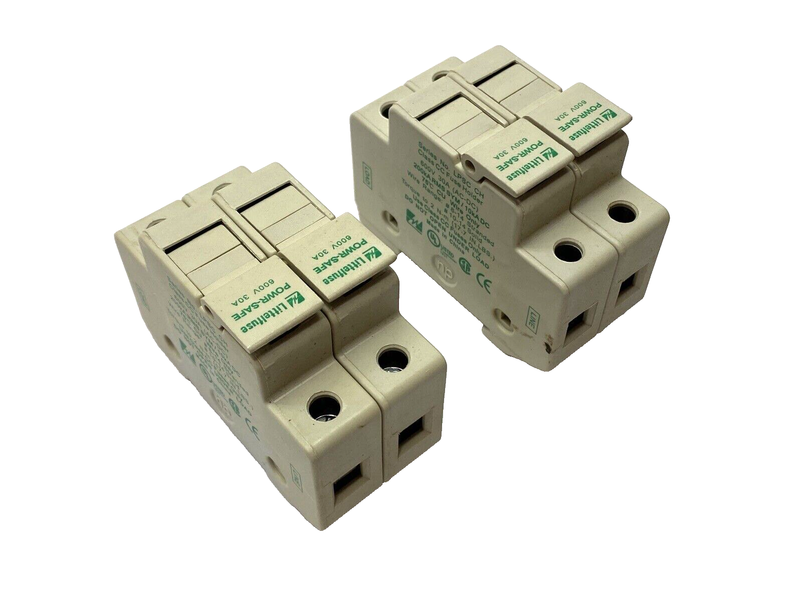 Littlefuse LSPC CH Fuse Holder 2-Pole w/ Fuses 600V 30A LOT OF 2 - Maverick Industrial Sales