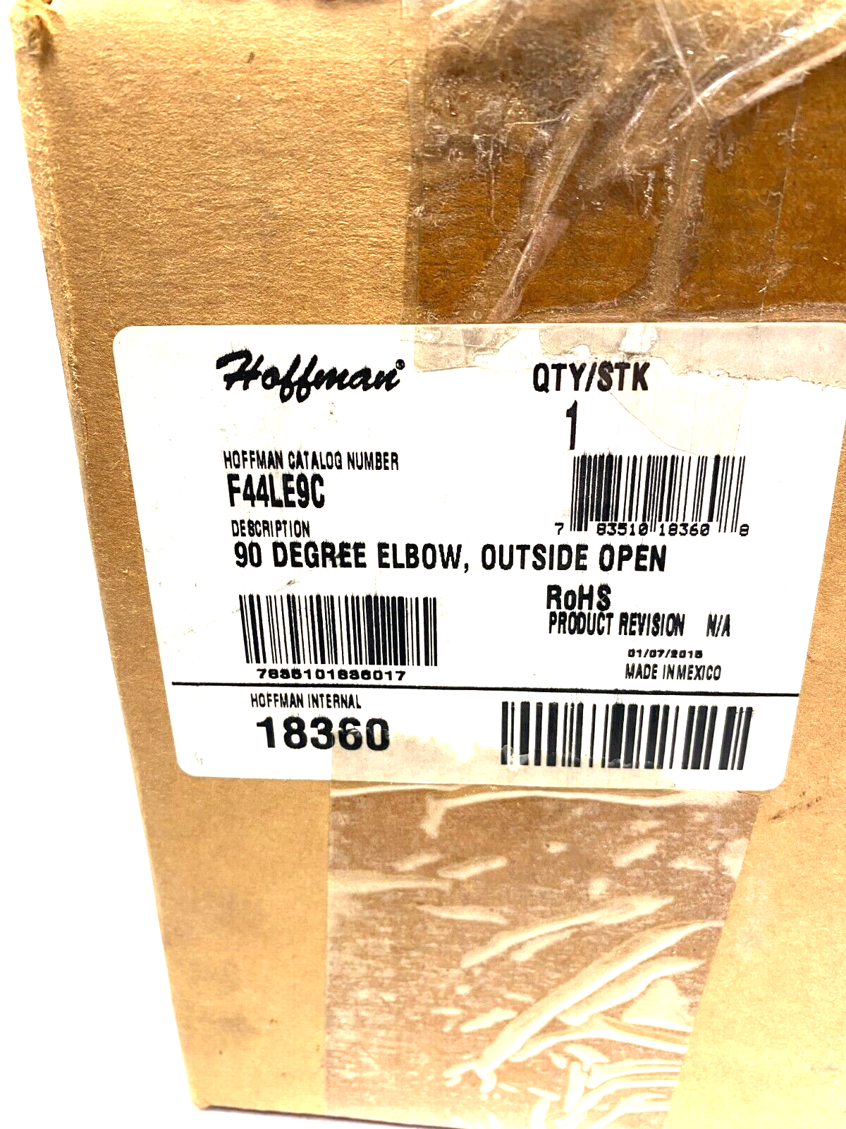 Hoffman F44LE9C nVent Lay-In Wireway Elbow 90-Deg, Outside Open Gray 4" x 4" - Maverick Industrial Sales