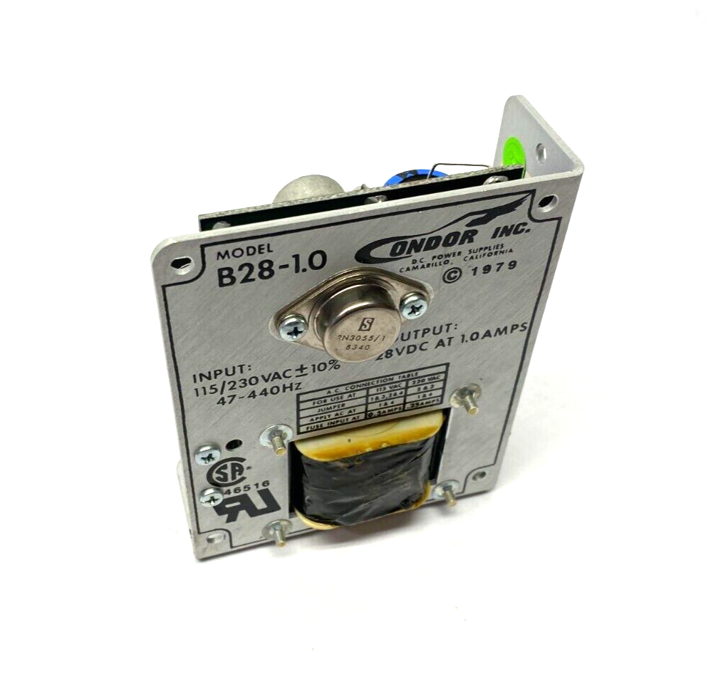 Condor B28-1.0 Power Supply 115/230VAC Input, 28VDC @ 1.0A Output - Maverick Industrial Sales