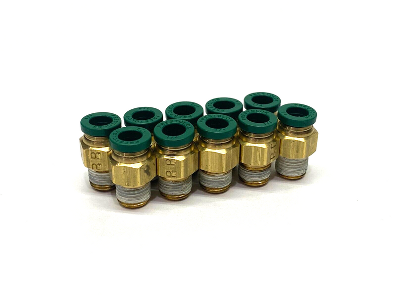 51025K177 Brass Push-to-Connect Fitting Straight 1/8" NPT 1/4" OD Tube LOT OF 10 - Maverick Industrial Sales