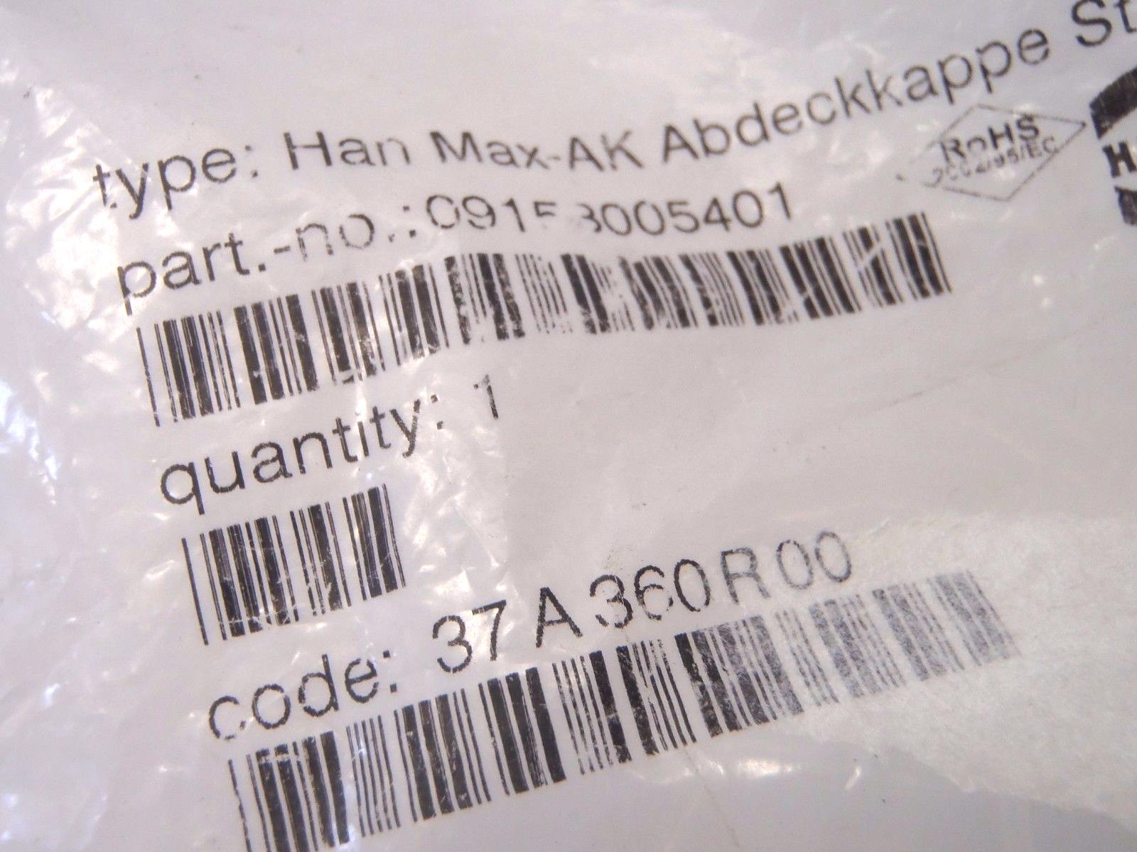 Harting 09153005401 Han Max-AK Abdeckkappe Stecks 37A360R00 - Maverick Industrial Sales