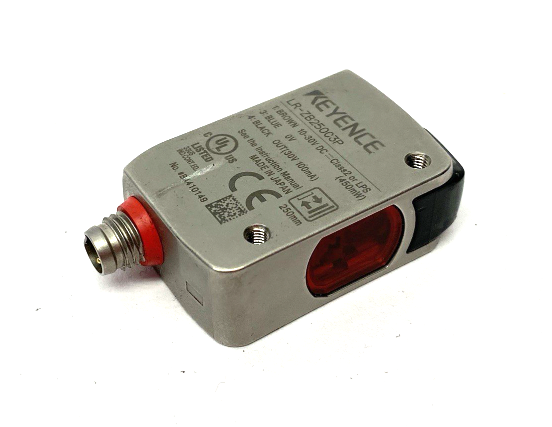 Keyence LR-ZB250C3P Distance Based Laser Sensor M8 CONNECTOR BENT/DAMAGED - Maverick Industrial Sales