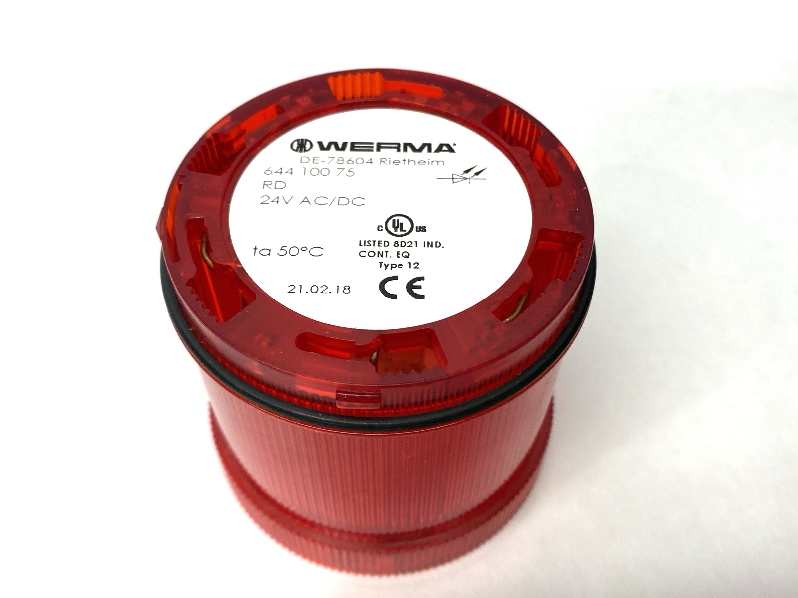 Werma 644.100.75 LED Stack Light Red 70mm Diameter 24VAC/DC - Maverick Industrial Sales