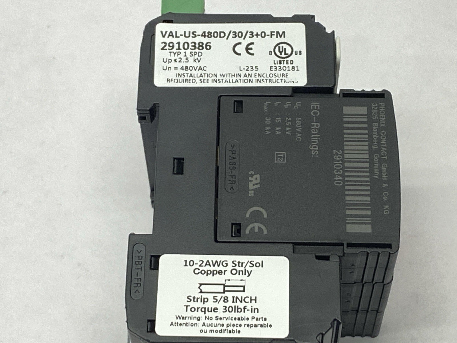 Phoenix Contact VAL-US-480D/30/3+0-FM Surge Protection Device 2910386 - Maverick Industrial Sales