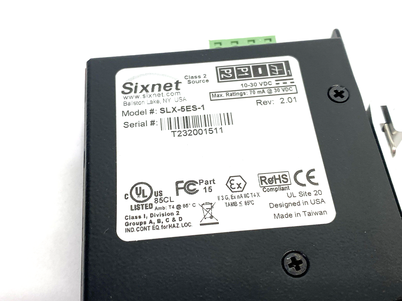 SLX-5ES-1 | HMS Networks Sixnet® Unmanaged 5-port Industrial Ethernet Switch - Used - Maverick Industrial Sales