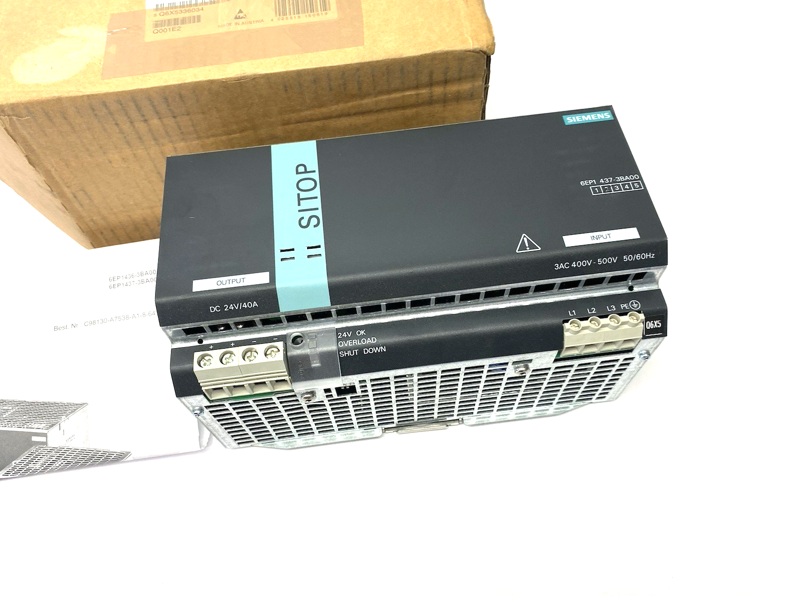 Siemens 6EP1437-3BA00 SITOP modular/3AC/24VDC/40A, Stabilized Power Supply Unit - Maverick Industrial Sales