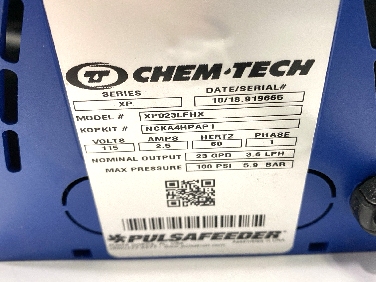 Chem Tech XP023LFHX Peristaltic Metering Pump 115V DAMAGED HAND TWIST FASTENER - Maverick Industrial Sales