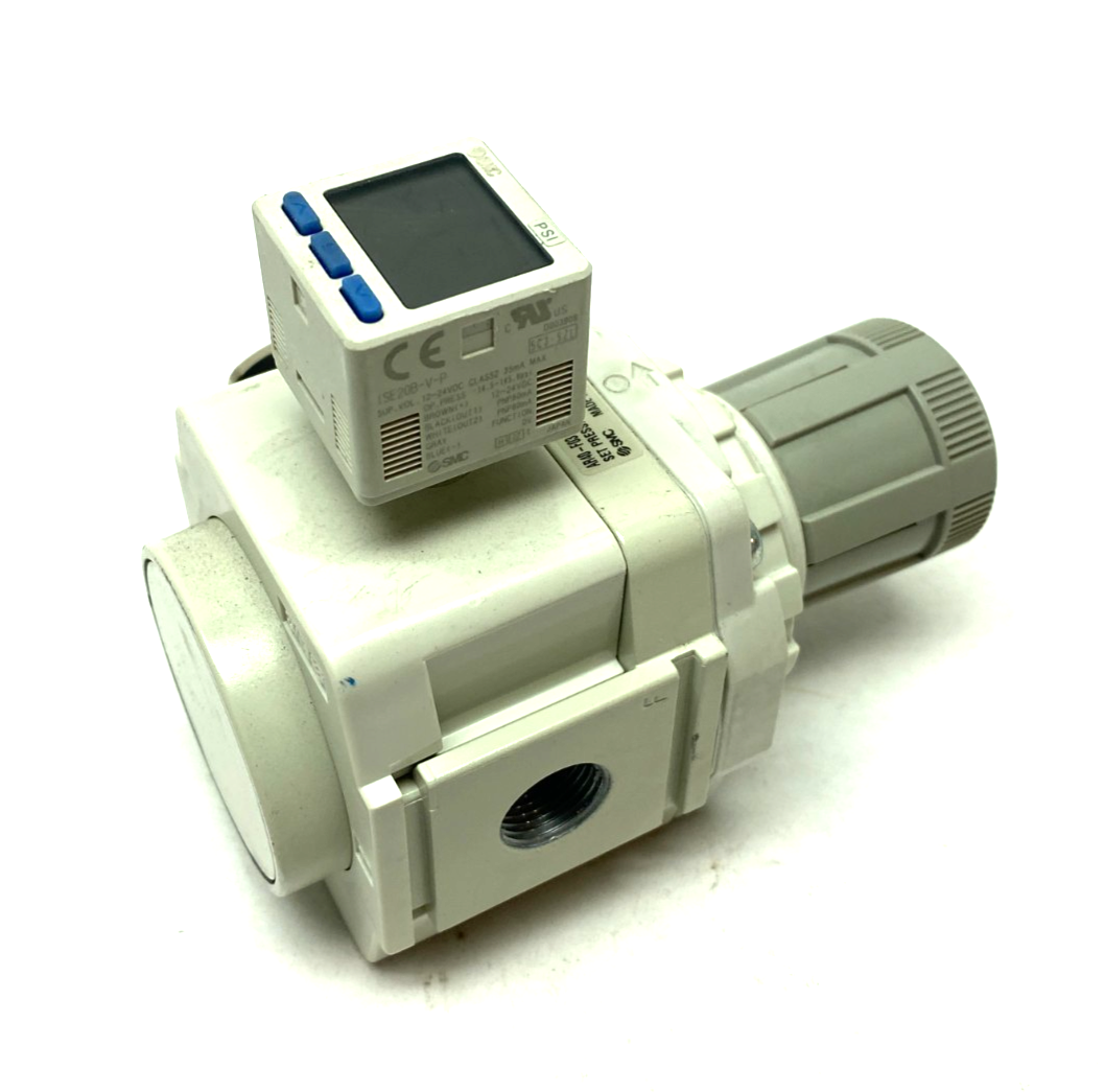 AR40-F03-D w/ ISE20B-V-P | SMC AR40-F03-D Regulator w/ ISE20B-V-P High-Precision Pressure Switch - New – Open box - Maverick Industrial Sales