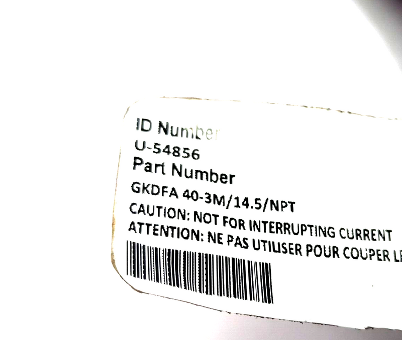 Turck GKDFA 40-3M/14.5/NPT Power Receptacle 1-3/8" 4-Pin, 1/2"-14NPT 3m, U-54856 - Maverick Industrial Sales