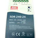 Mean Well SDR-240-24 Industrial DIN Rail Power Supply 100-240VAC 2.6A Input - Maverick Industrial Sales