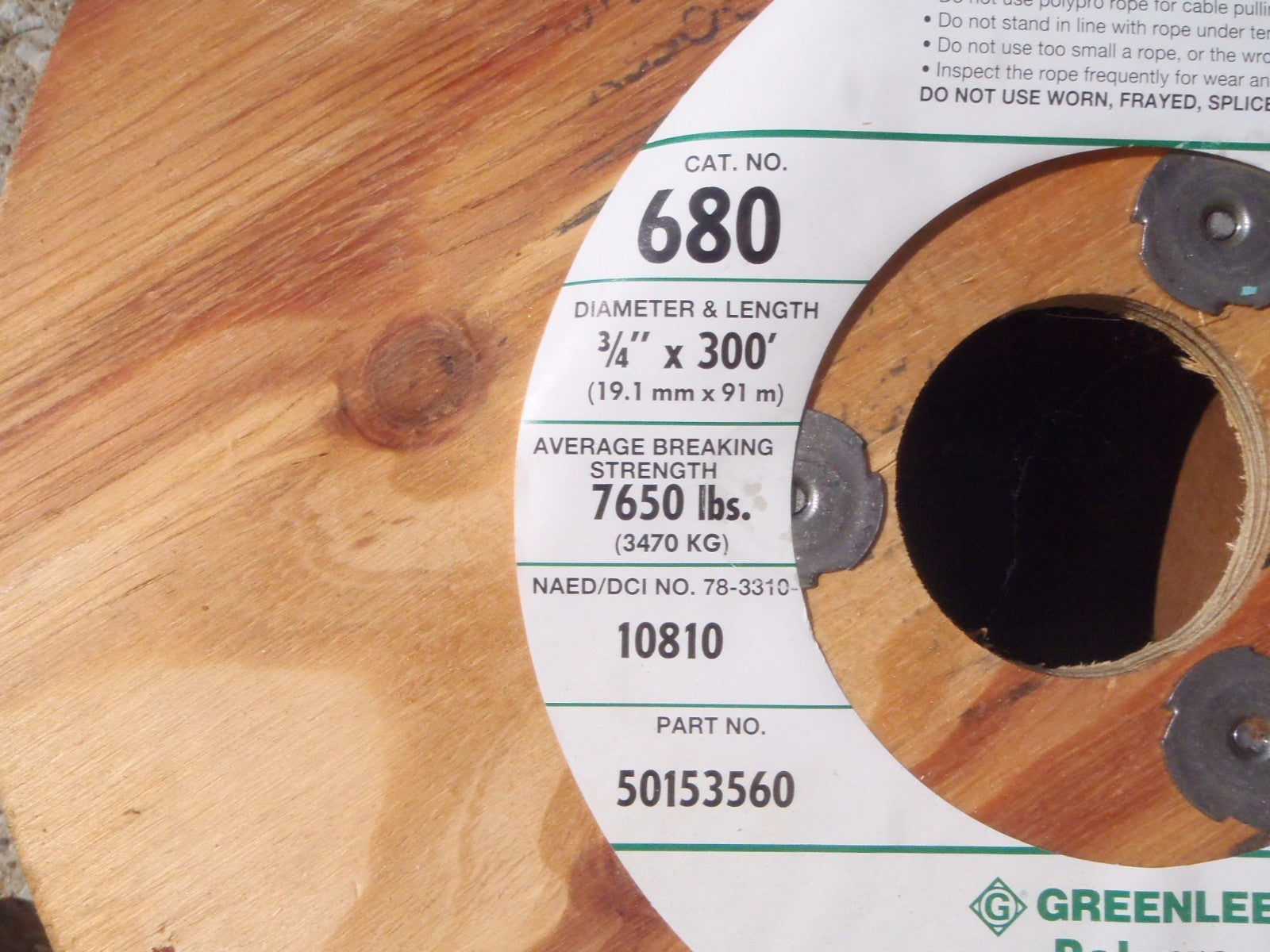 GREENLEE 680 50153560 ROPE 3/4" Inch X 300' POLYPROPYLENE - Maverick Industrial Sales