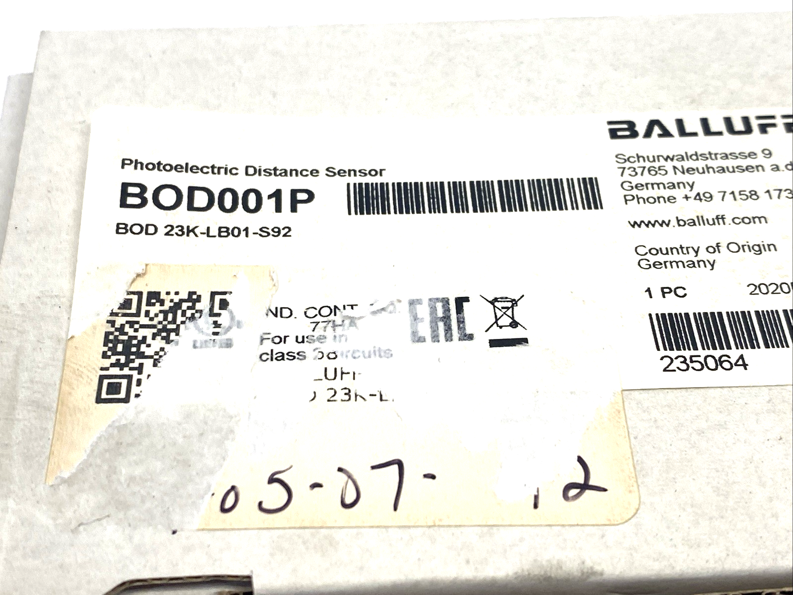 Balluff BOD001P Photoelectric Distance Sensor BOD 23K-LB01-S92 - Maverick Industrial Sales