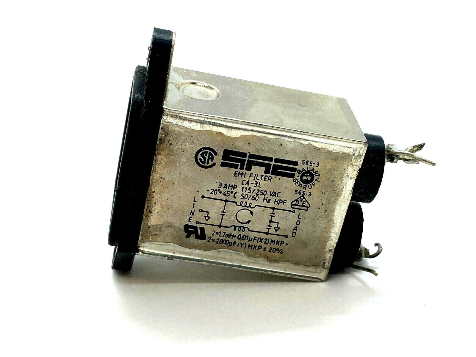 SRE CA-3L Power Inlet Connector 3A 115/250V EMI Filter - Used - Maverick Industrial Sales