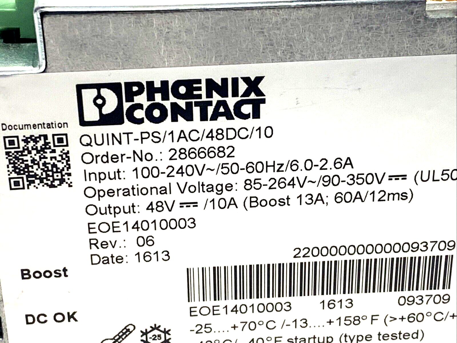 Phoenix Contact QUINT-PS/1AC/48DC/10 Power Supply Unit 48VDC 10A 2866682 - Maverick Industrial Sales