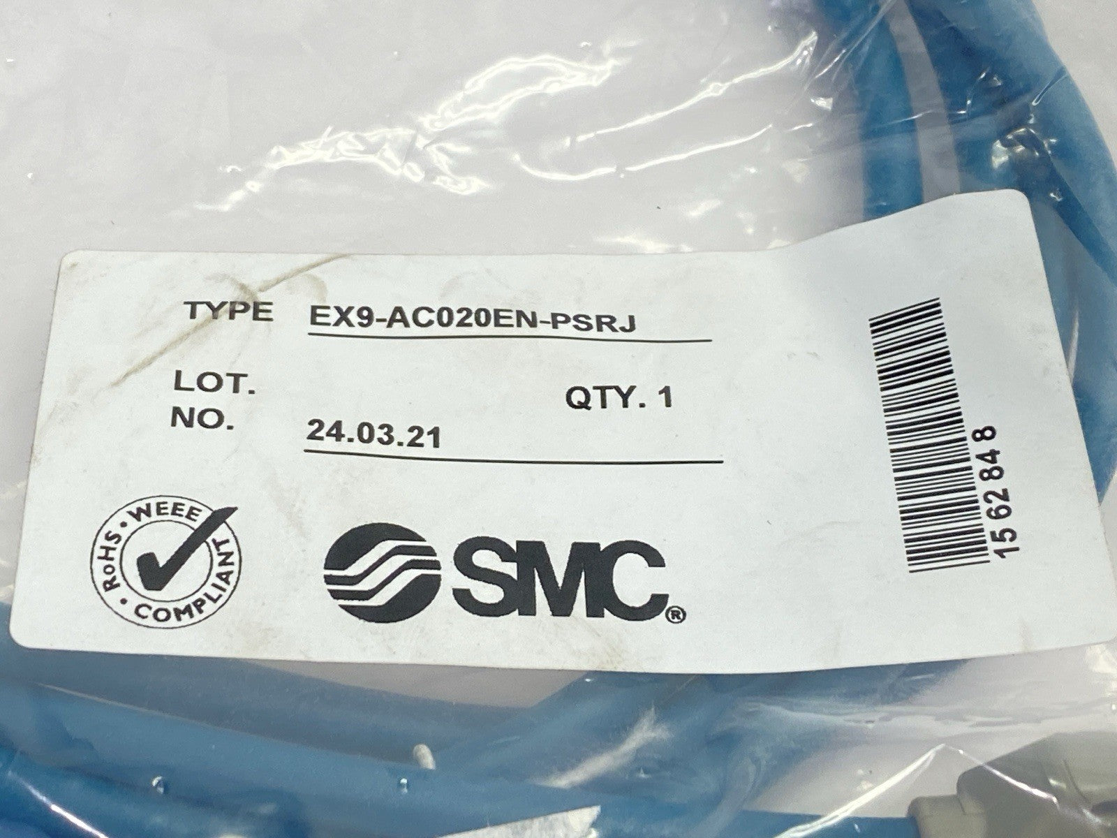 EX9-AC020EN-PSRJ | SMC Serial Communication Cable M12 4-Pin Male to RJ45 2m - New - Maverick Industrial Sales