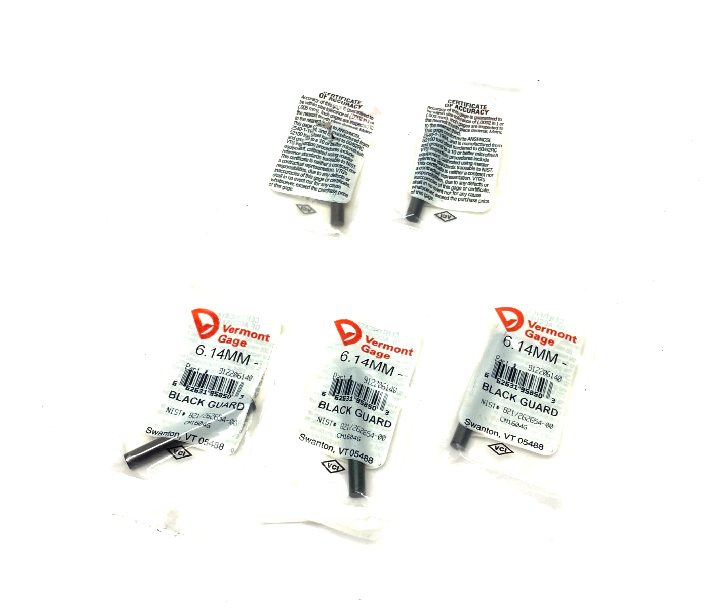 Vermont Gage 912206140 Black Guard 6.14mm Pin Gage LOT OF 5 - Maverick Industrial Sales