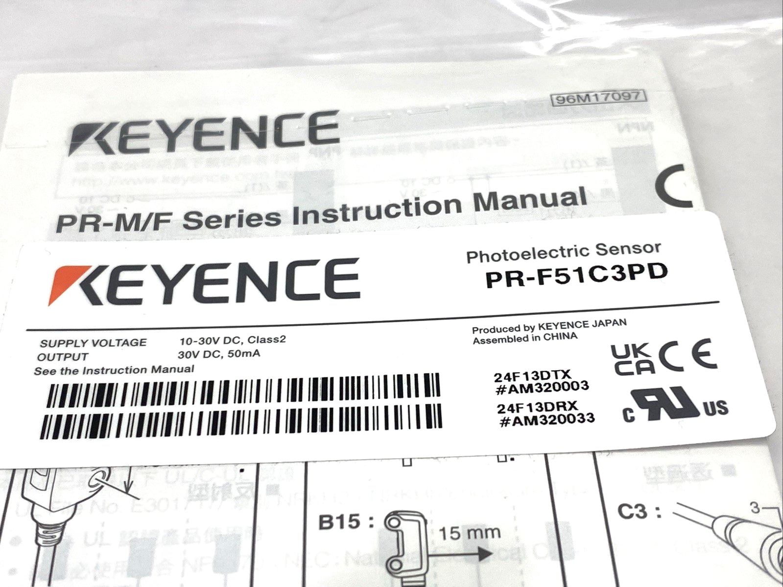 PR-F51C3PD | Keyence Miniature Photoelectric Sensor Transmitter & Receiver - New - Maverick Industrial Sales