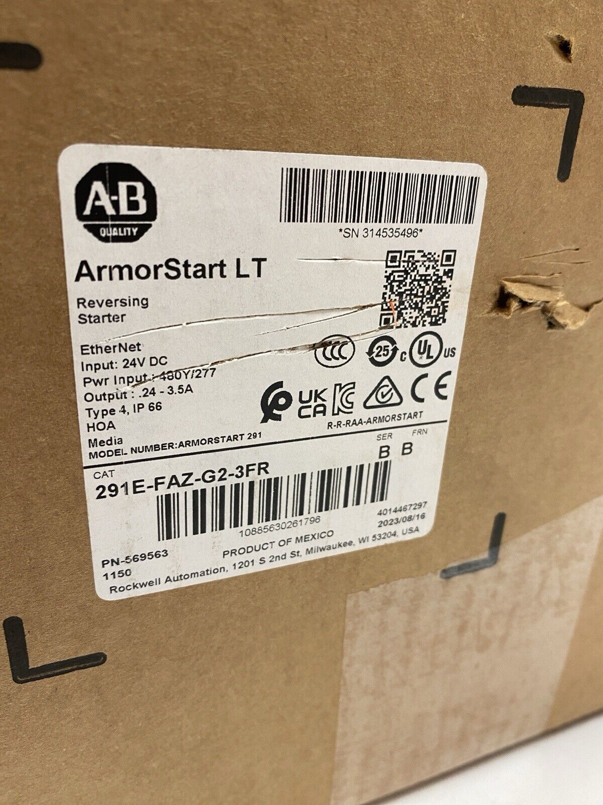 Allen Bradley 291E-FAZ-G2-3FR SER B FRN B Armorstart LT Reversing Starter - Maverick Industrial Sales