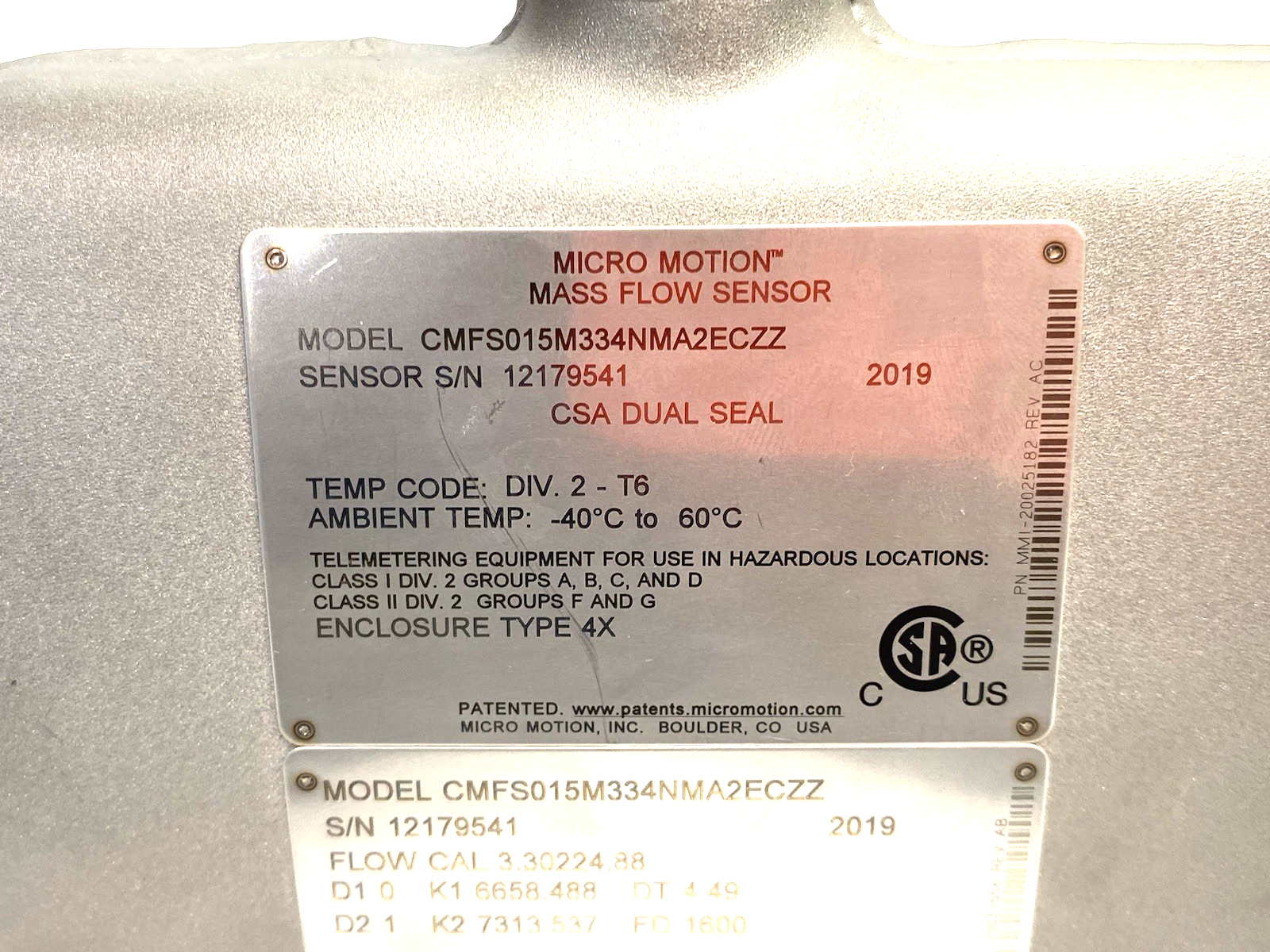 CMFS015M334NMA2ECZZ | Emerson Micro Motion ELITE Coriolis Meter, Mass Flow Sensor - New – Open box - Maverick Industrial Sales