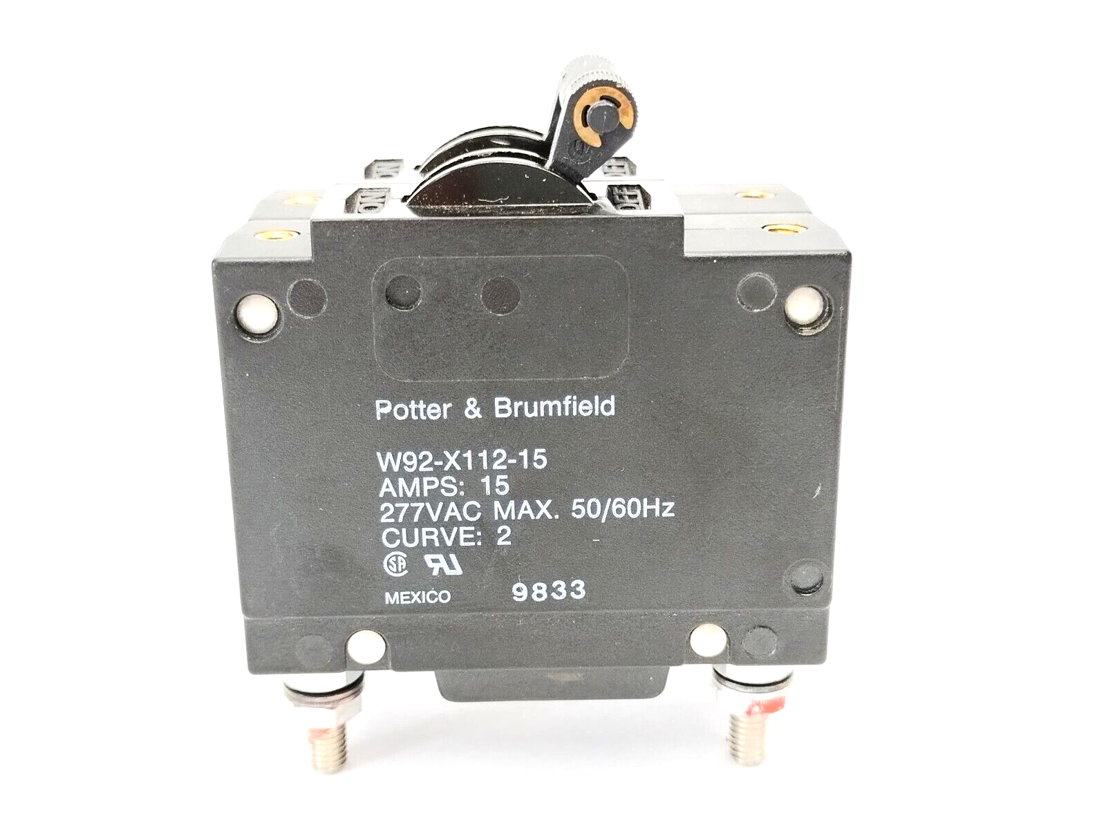 Potter & Brumfield W92-X112-15 Magnetic Hydraulic Circuit Breaker 2P 15A 277VAC - Maverick Industrial Sales