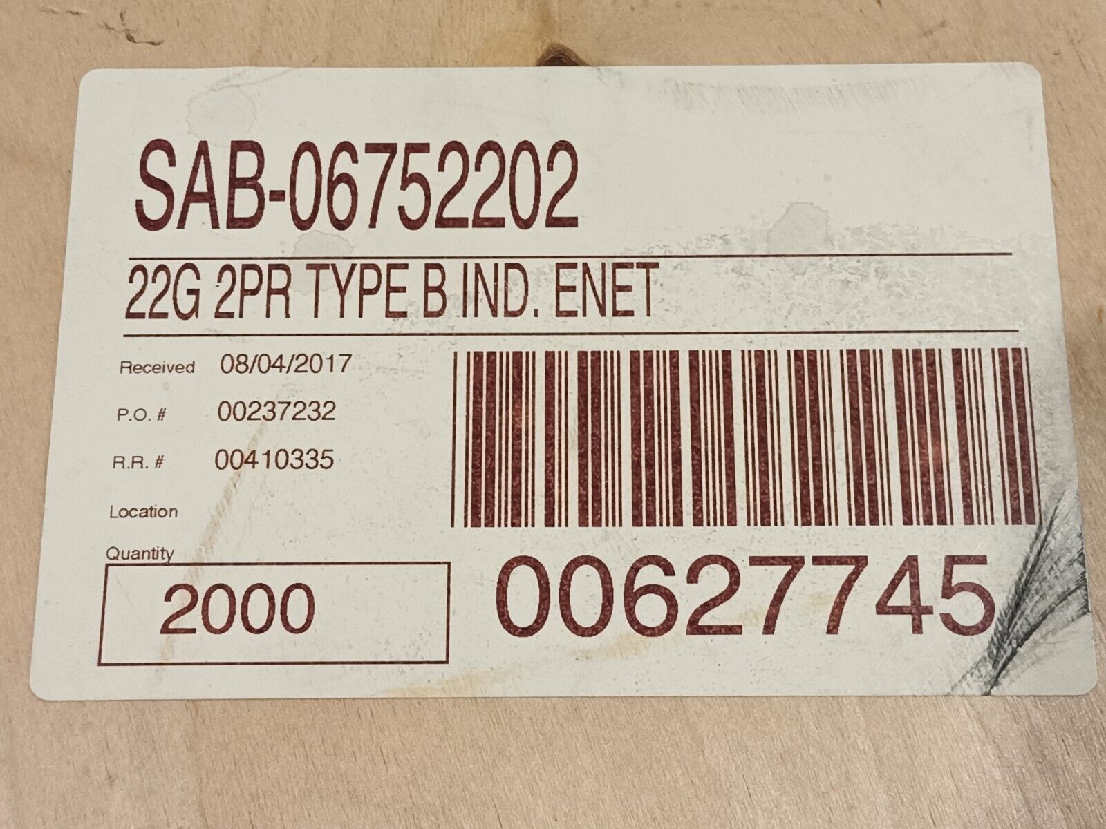 SAB 6752202 Industrial Ethernet Cable Cat5e 22 AWG Teal PVC 10' FT - Maverick Industrial Sales