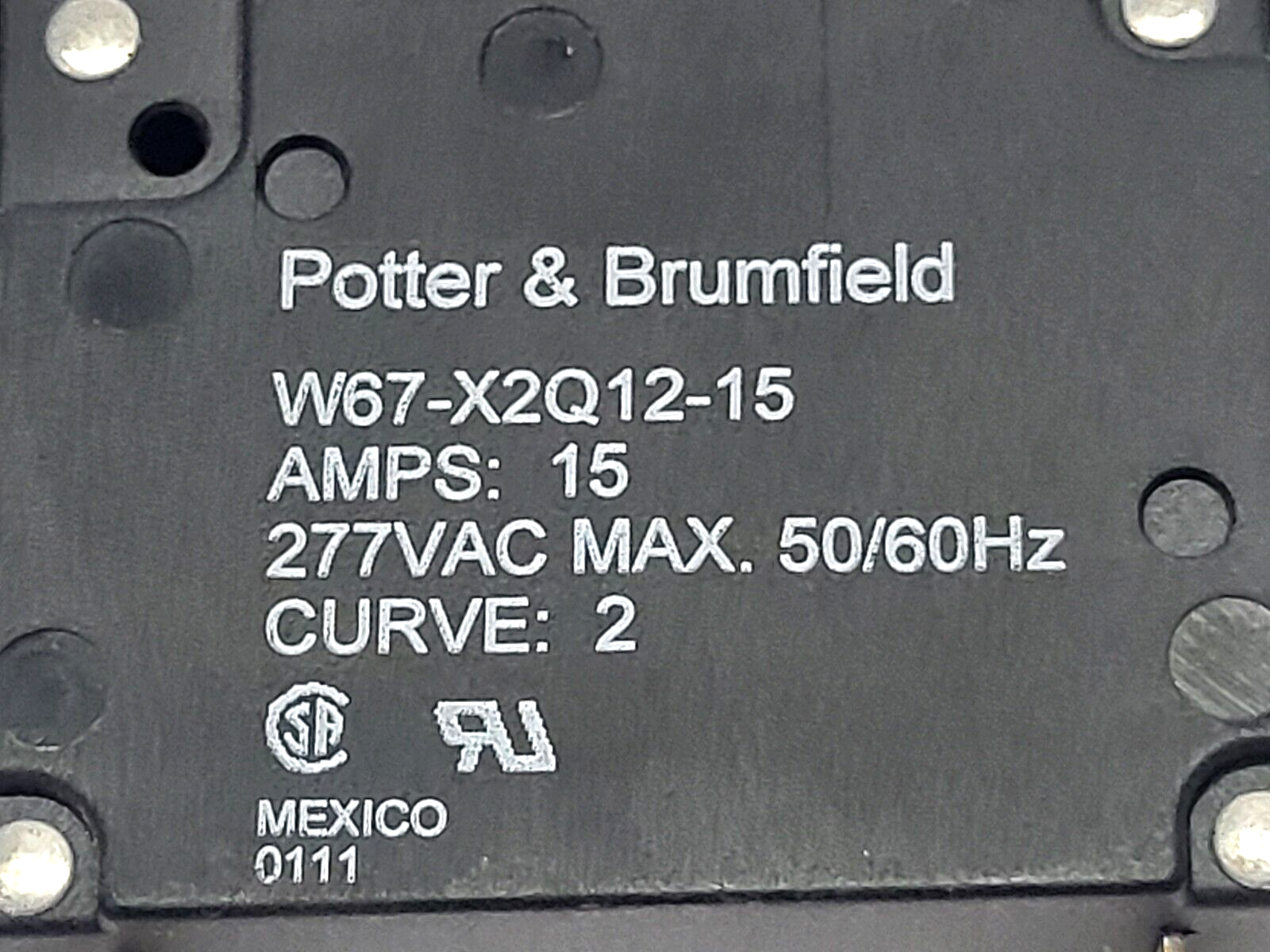 Potter & Brumfield W67-X2Q12-15 Circuit Breaker 277VAC 50/60Hz 15A - Maverick Industrial Sales