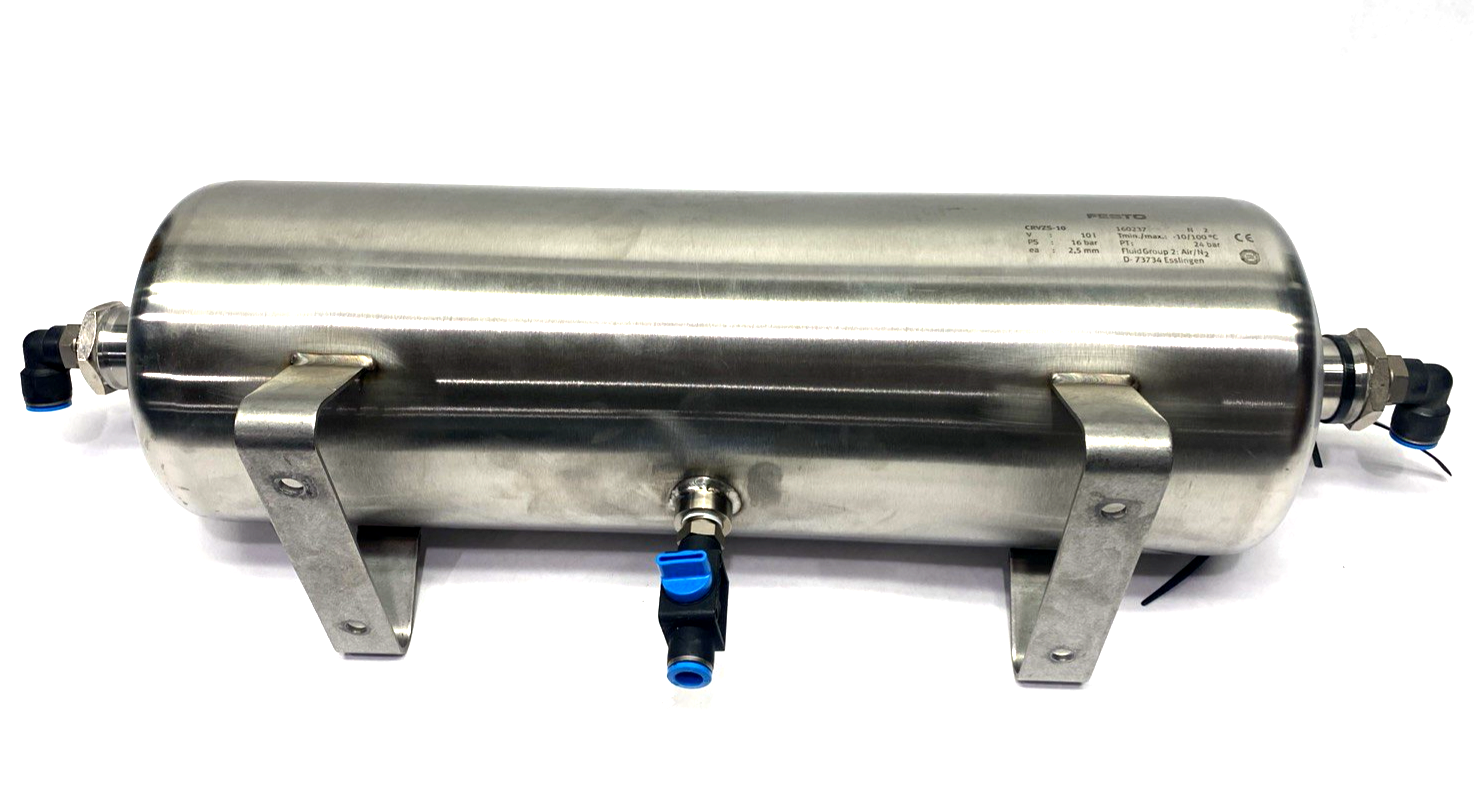 Festo CRVZS-10 Stainless Steel Air Reservoir 10L Volume Capacity - Used - Maverick Industrial Sales