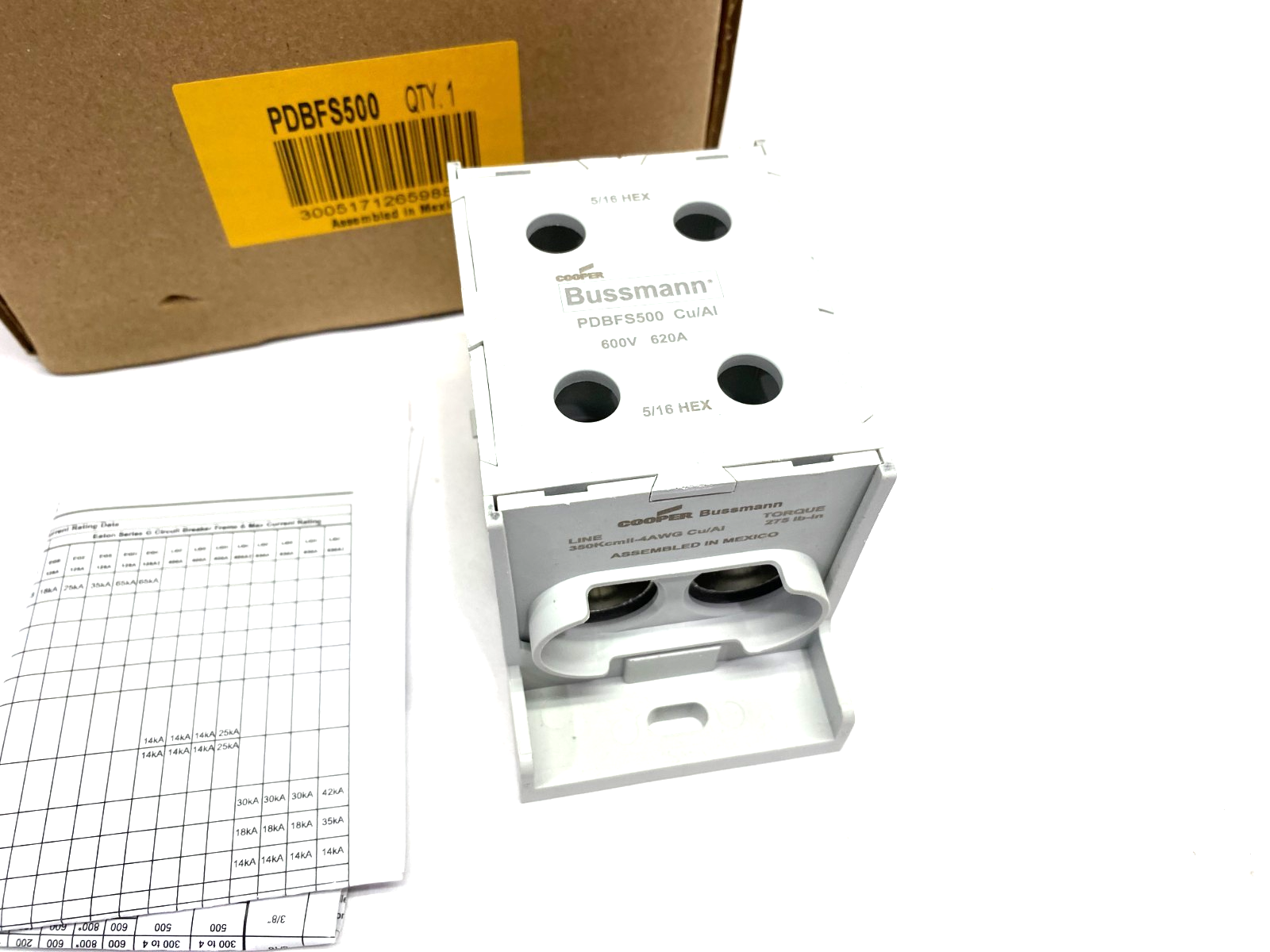 PDBFS500 | Cooper Bussmann Power Distribution Block 620A 600V - New – Open box - Maverick Industrial Sales