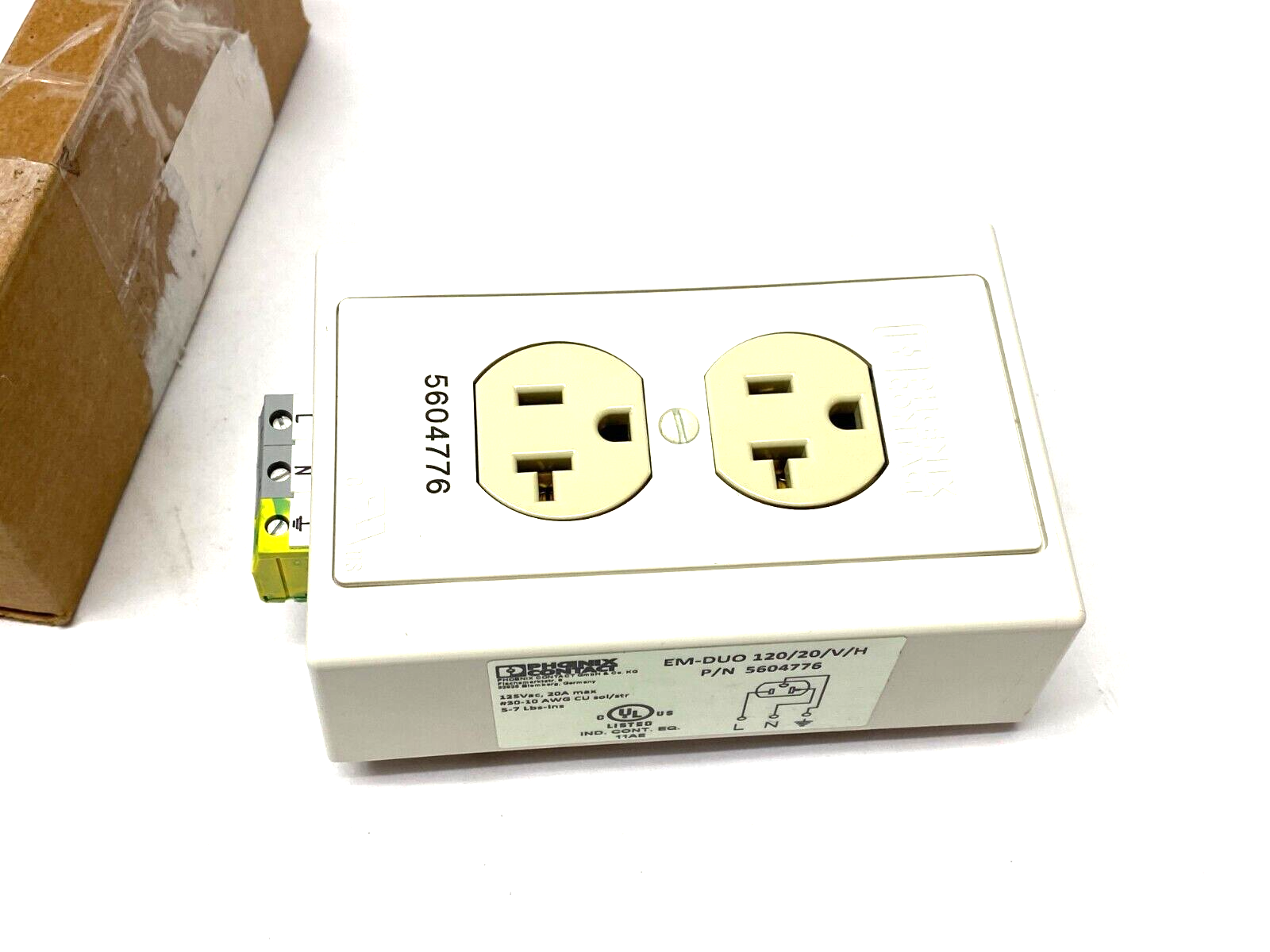 Phoenix Contact EM-DUO 120/20/V/H Dual-Outlet Receptacle Ivory 5604776 - Maverick Industrial Sales