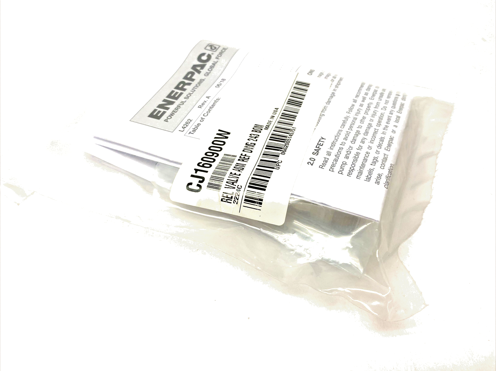 Enerpac CJ160900W Relief Valve Assembly DWG 243 BOM - Maverick Industrial Sales