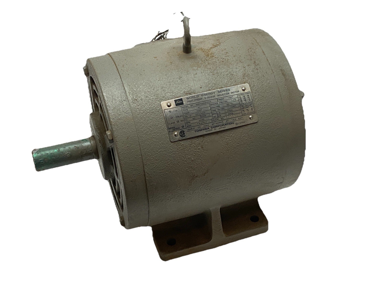 B0052DGF2A3 | Toshiba Induction Motor 3-Phase 3440RPM 13.4/6.7A 230/480VAC - New – Open box - Maverick Industrial Sales