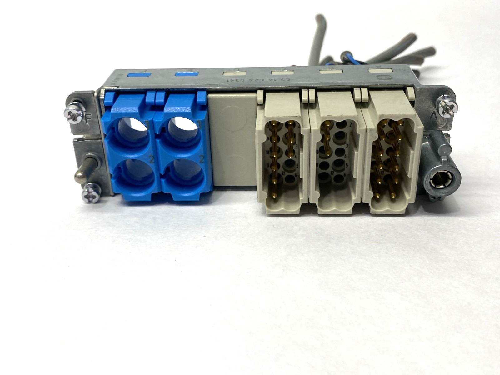 19300240448 | Harting Hood Connector Assembly w/ 3x 09140123001 & 2x 09140024501 - Used - Maverick Industrial Sales