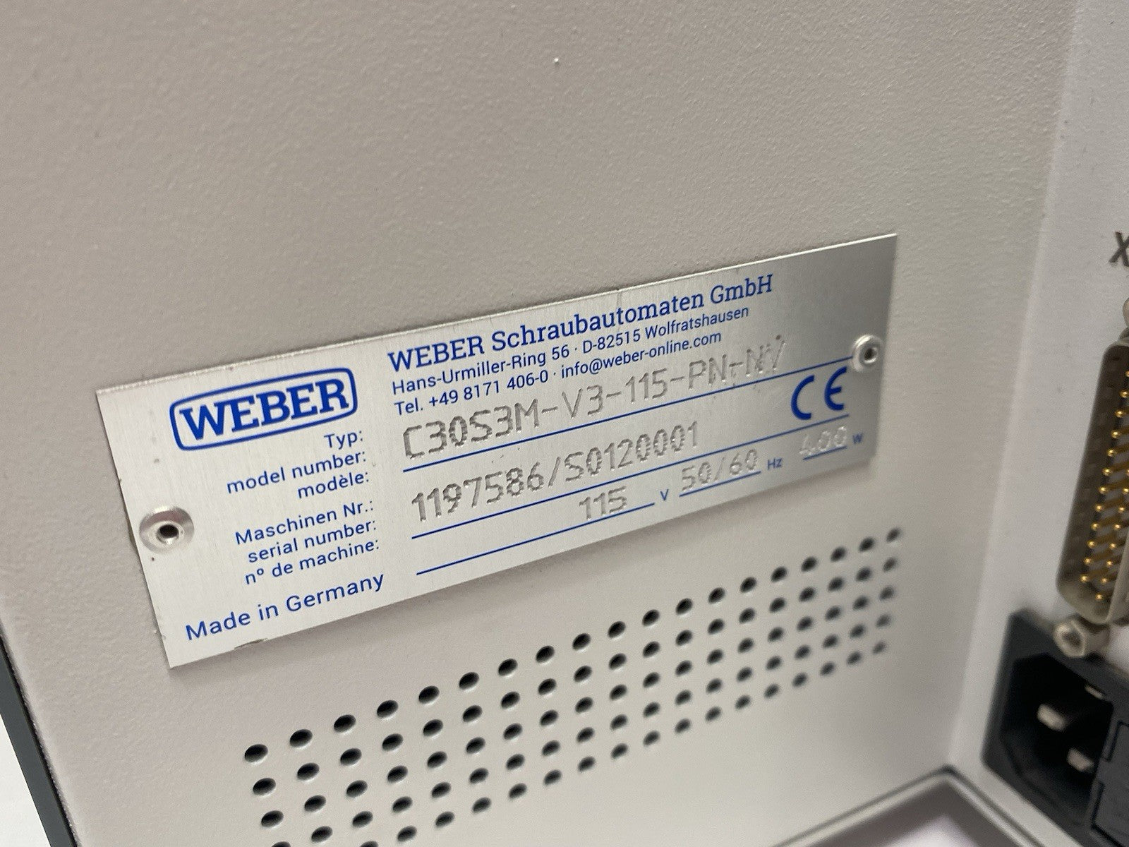Weber C30S3M-V3-115-PN-NV Process Controller for Screwdriving System, 31-Program - Maverick Industrial Sales