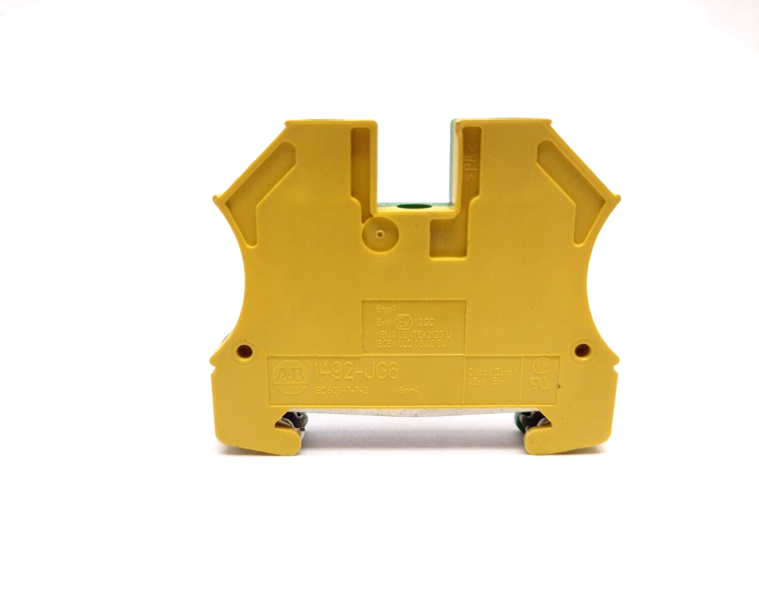Allen Bradley 1492-JG6 One Circuit Feed Through Ground Block Green/Yellow 6mm - Maverick Industrial Sales