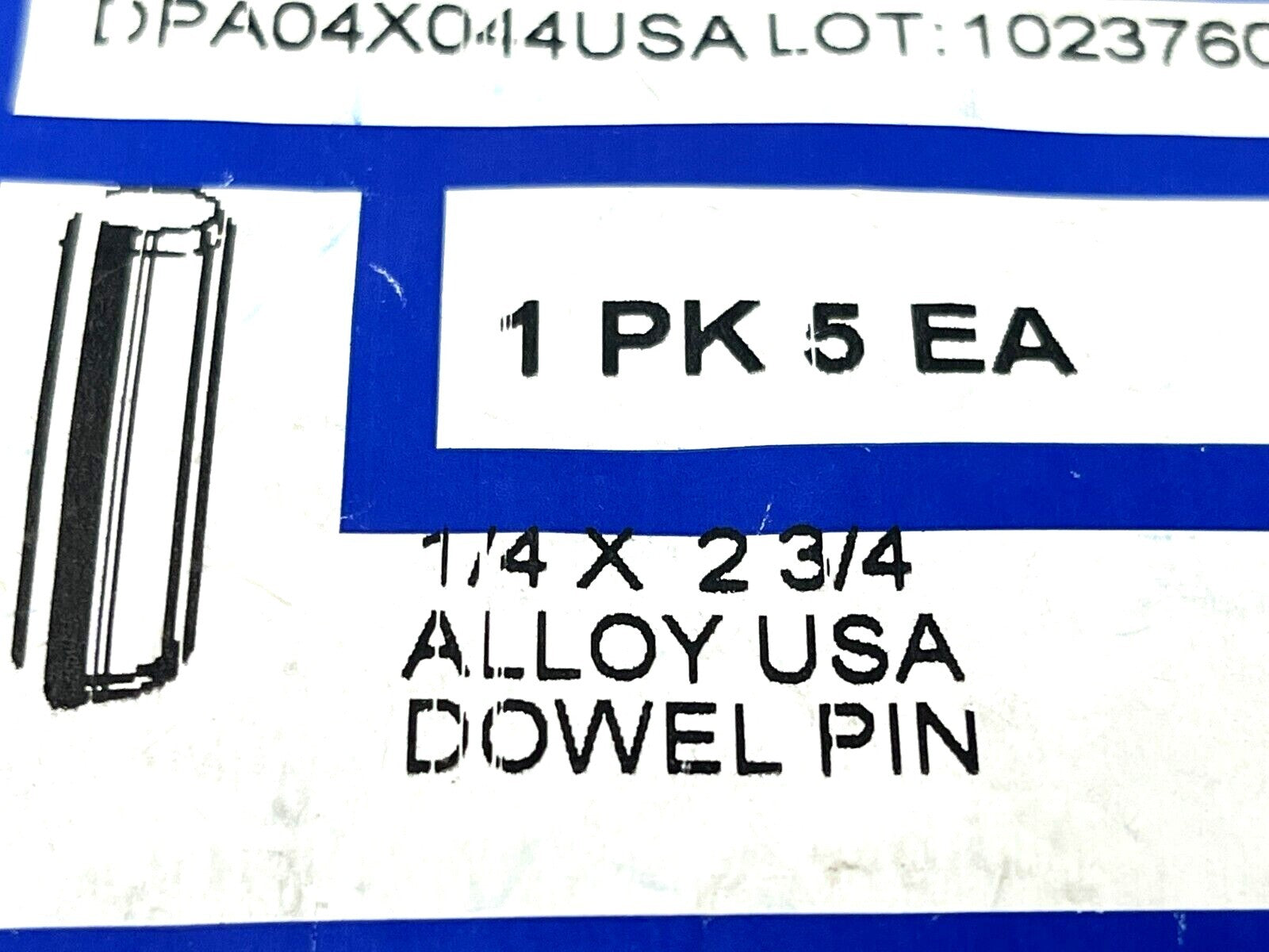 Socket Source DPA04X044USA Dowel Pin Alloy USA 1/4" X 2-3/4" PKG OF 5 - Maverick Industrial Sales