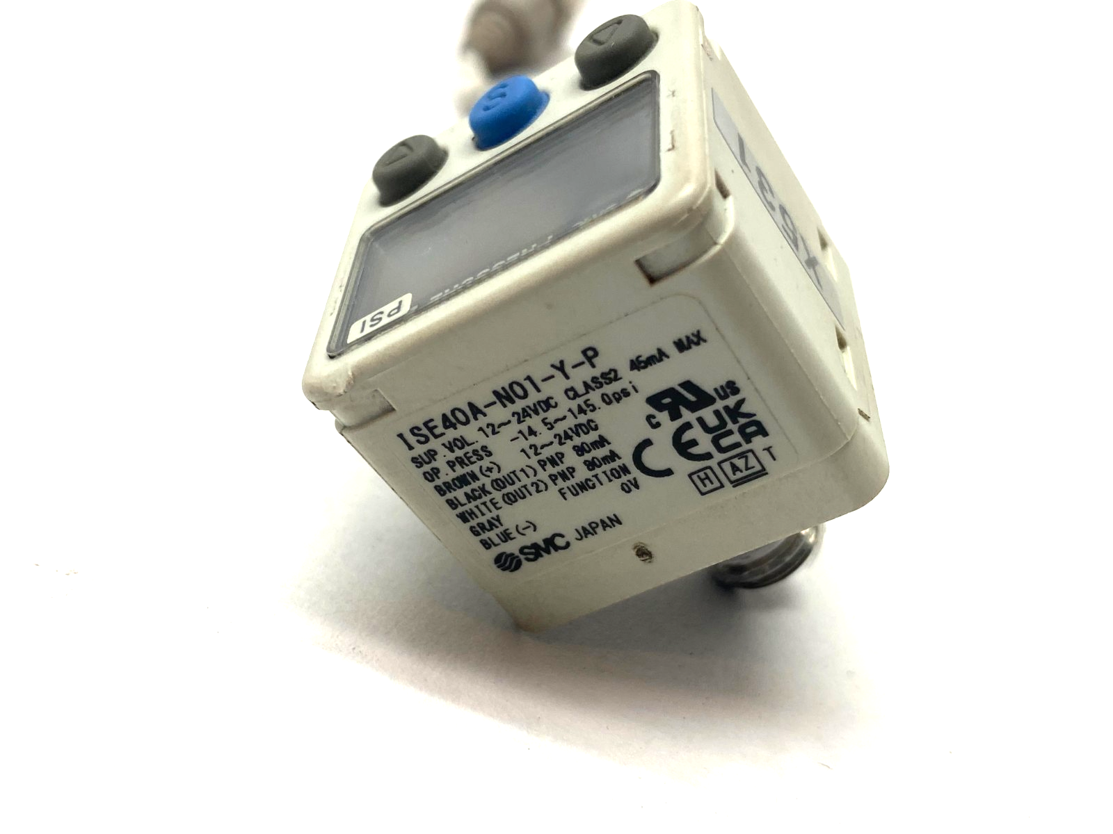SMC ISE40A-N01-Y-P-X531 Digital Pressure Switch, 145psi, PNP 80mA Out, 12-24VDC - Maverick Industrial Sales