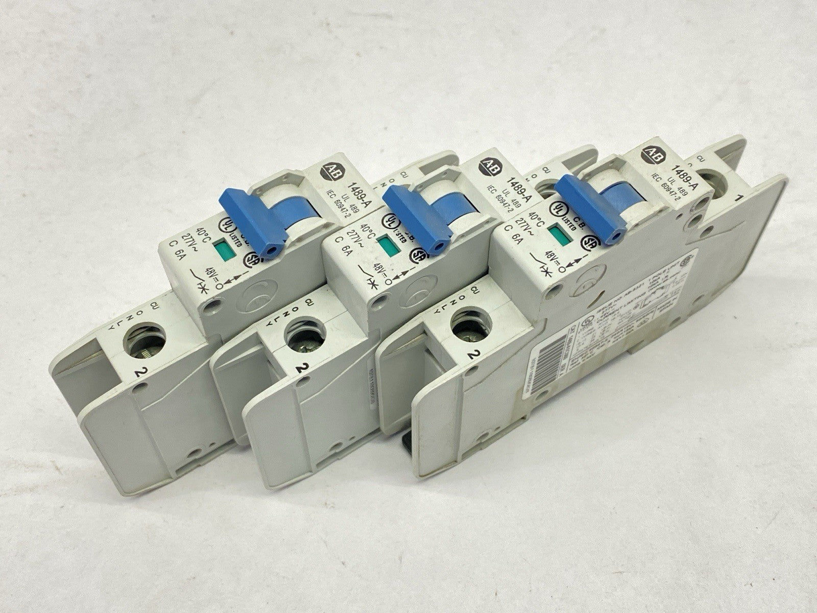1489-A1C060 | Allen Bradley Ser A Circuit Breaker 1-Pole 6A 277V LOT OF 3 - Used - Maverick Industrial Sales