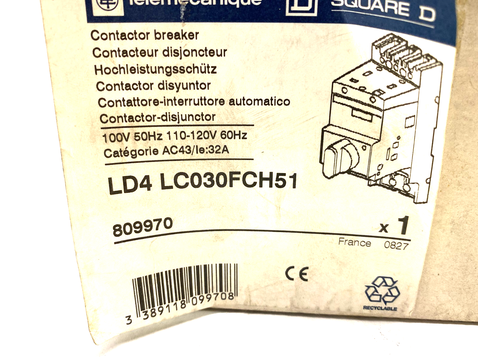 Square D Telemecanique LD4 LC030FCH51 Integral DOL Contactor Breaker 809970 - Maverick Industrial Sales