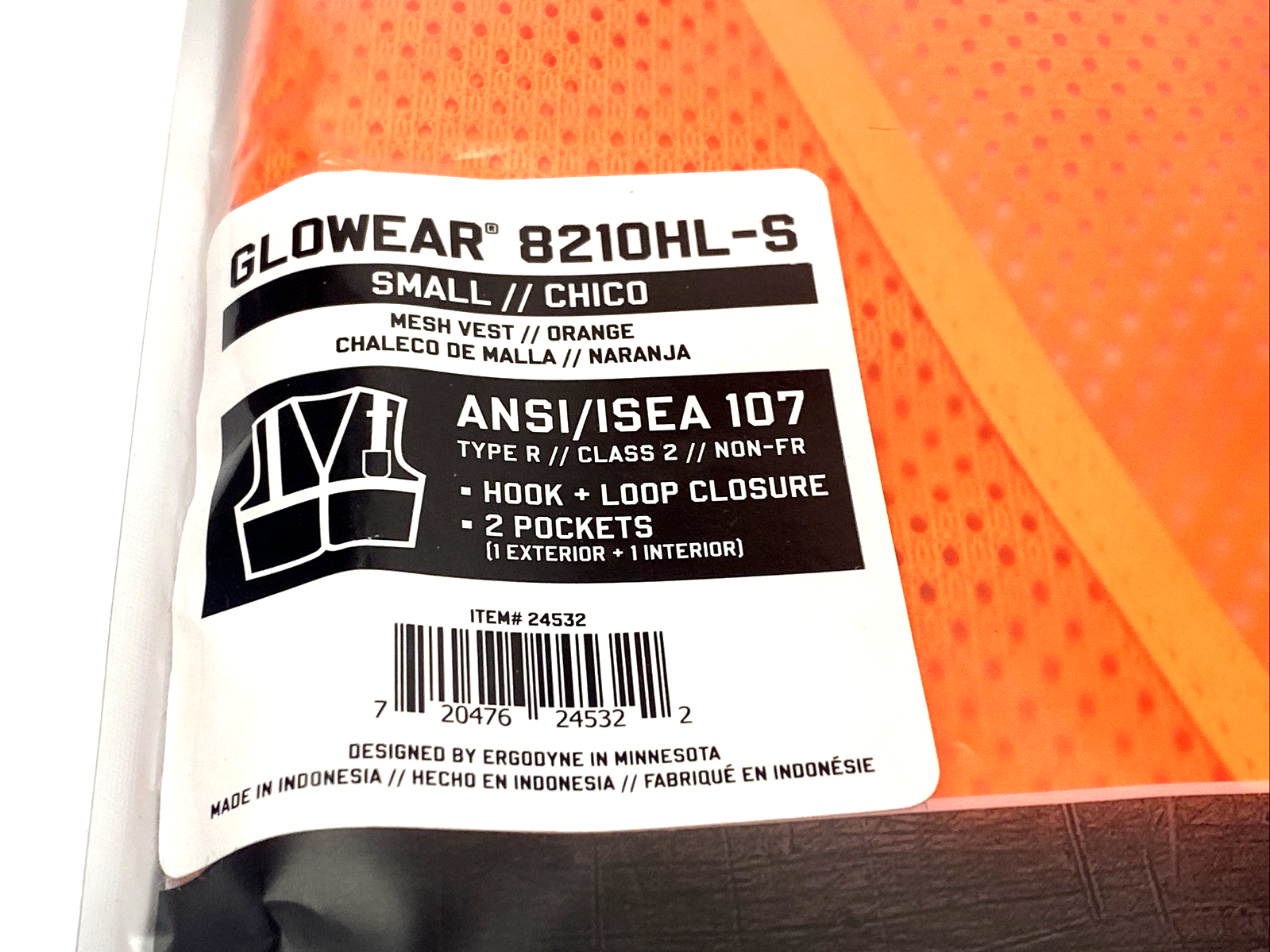Ergodyne 8210HL-S Glowear Orange Mesh Vest, Class 2 Type R, Small 24532 LOT OF 5 - Maverick Industrial Sales