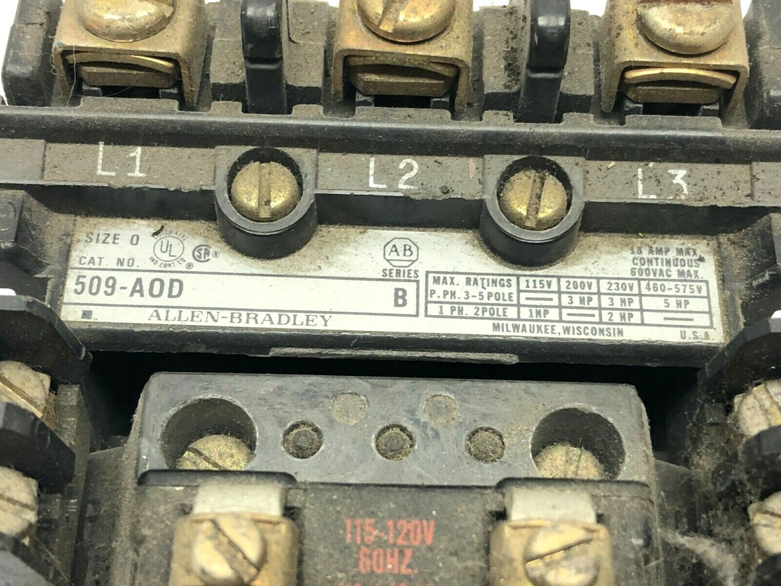Allen Bradley 509-AOD Ser. B Starter Full Voltage 120VAC Coil Eutectic Alloy - Maverick Industrial Sales