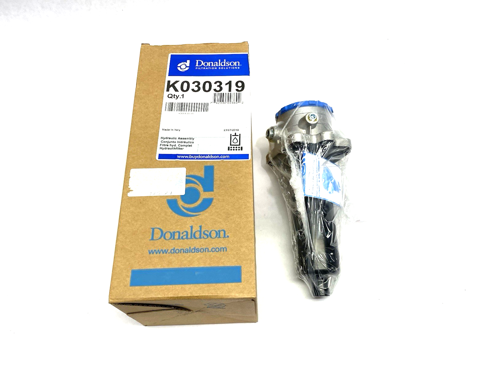 K030319 | Donaldson Hydraulic Filter Assembly, 3/4-16 UN Inlet Size, 20mm Outlet - New – Open box - Maverick Industrial Sales