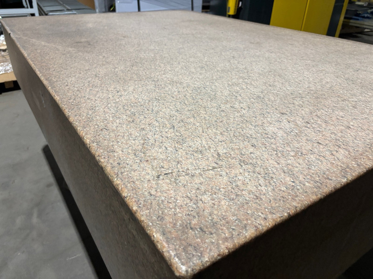 Pink Granite Stone Surface Plate Inspection QC Table, 72" x 48" x 12" - Maverick Industrial Sales