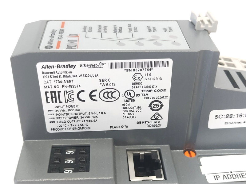 Allen Bradley 1734-AENT Ser. C POINT I/O Ethernet Network Adaptor, EtherNet/IP - Maverick Industrial Sales